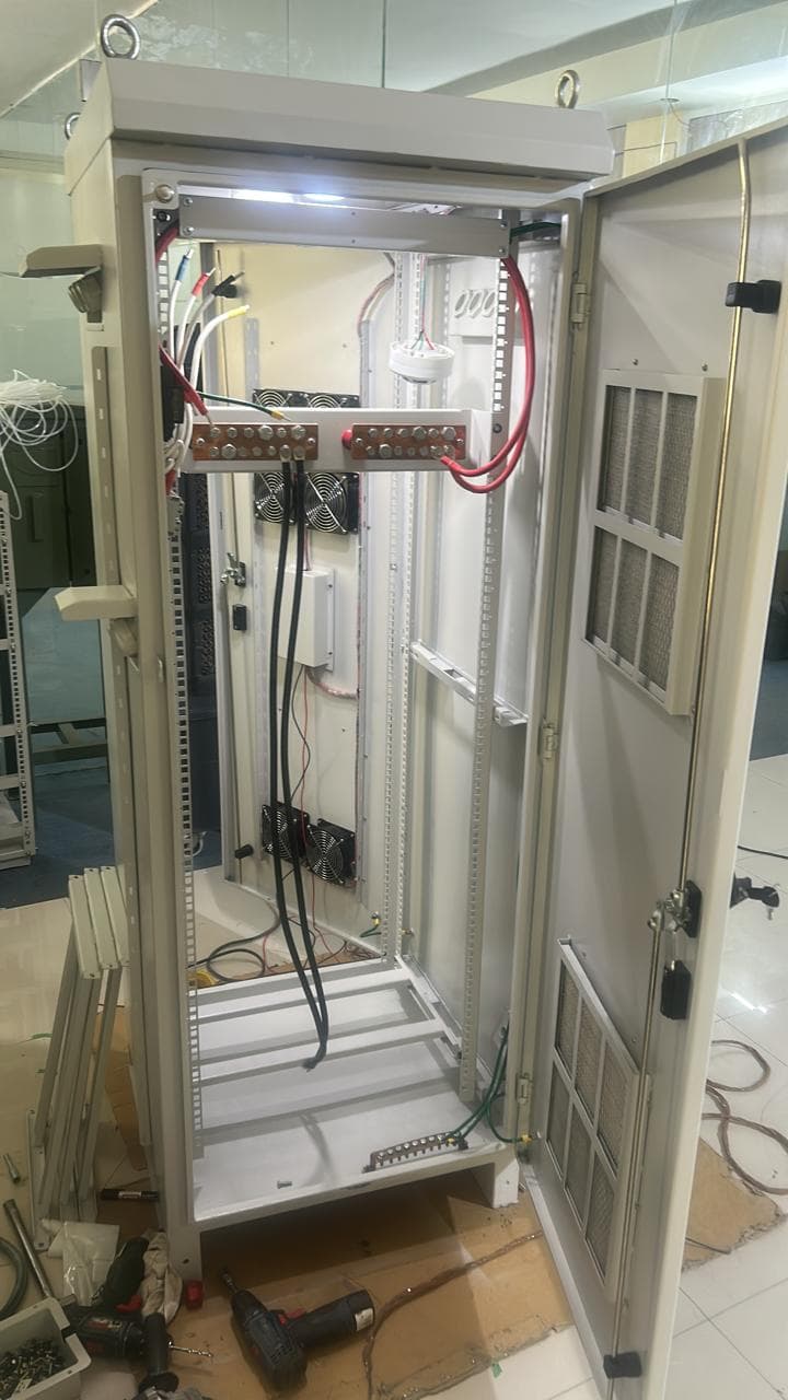 A Stenmore cabinet wired and tested on the factory floor